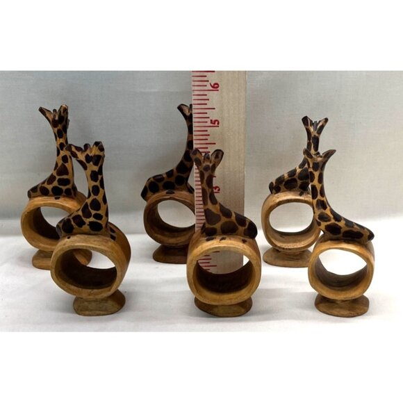 6 Wood Wooden Hand Carved Giraffe Napkin Holders Kenya - Picture 4 of 6